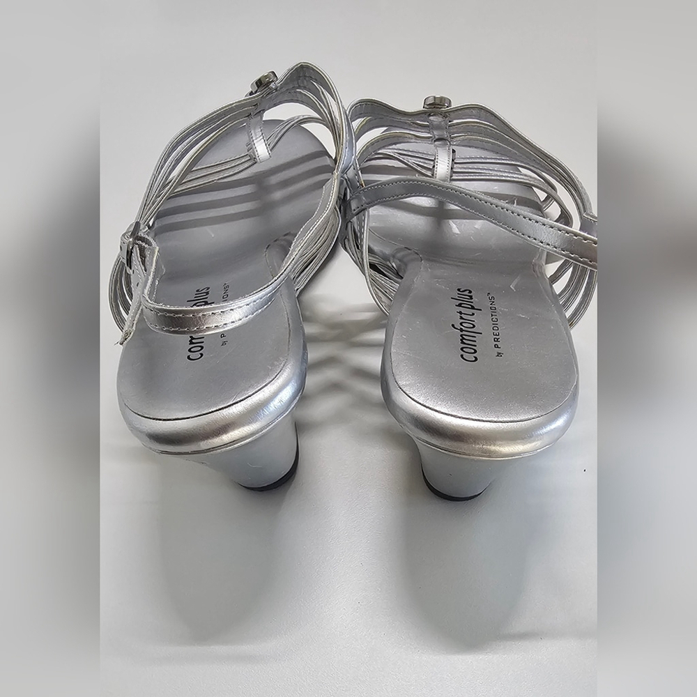 Women's Silver Strappy Sandals Sz 11 - Picture 3 of 6
